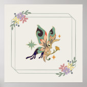 Illustratie van Beige Butterfly Poster (Voorkant)