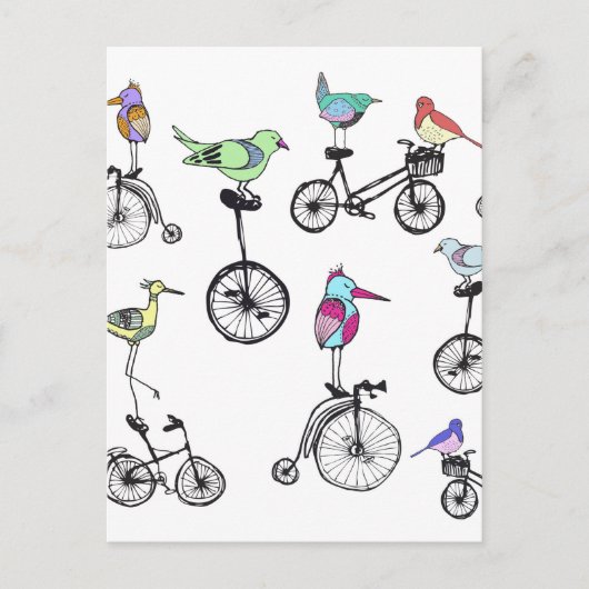 Illustratie van Bird Bike Briefkaart (Voorkant)