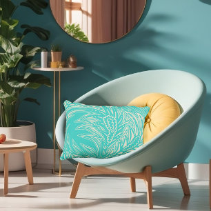 Illustratie van bladeren Turquoise Patroon Accent Kussen