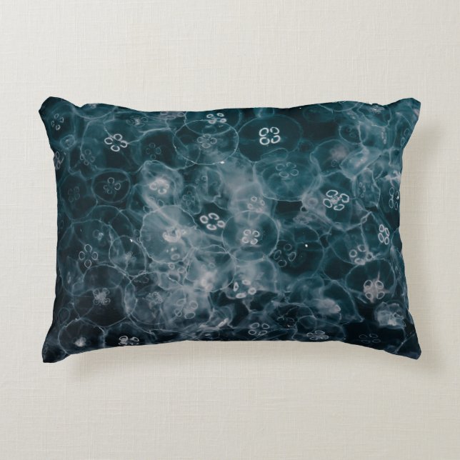 ILLUSTRATIE VAN BLAUW- EN WIT-BUBBELS ACCENT KUSSEN (Voorkant)