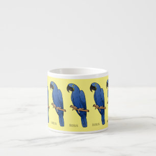 Illustratie van blauwe ara papegaai cartoon espresso kop
