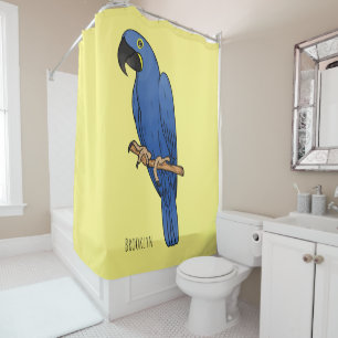 Illustratie van blauwe ara papegaai douchegordijn