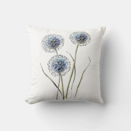 Illustratie van Blauwe Kogeldistel in Vintage Stij Kussen