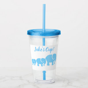 Illustratie van blauwe olifanten met aanpasbare na acryl drinkbeker
