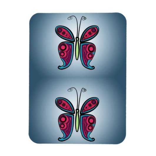 Illustratie van blauwe vlinder magneet (Verticaal)
