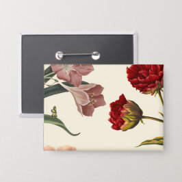 Illustratie van bloeiende bloemen in vintage stijl button