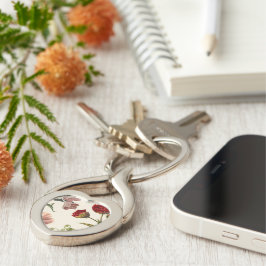 Illustratie van bloeiende bloemen in vintage stijl sleutelhanger