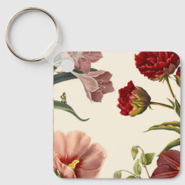 Illustratie van bloeiende bloemen in vintage stijl sleutelhanger