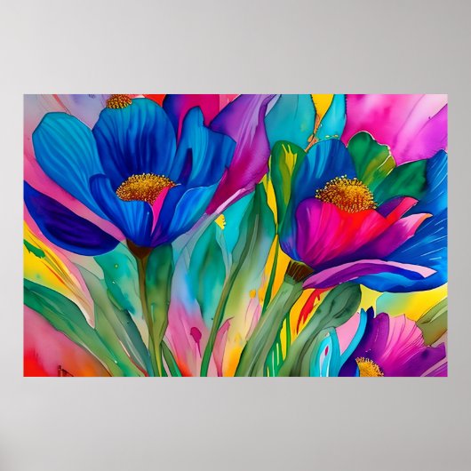 Illustratie van bloeiende bloemen poster (Voorkant)