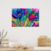 Illustratie van bloeiende bloemen poster (Keuken)