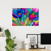 Illustratie van bloeiende bloemen poster (Thuiskantoor)
