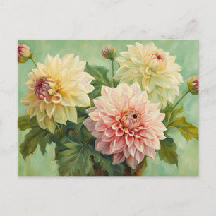 Illustratie van bloeiende dahlia bloemen briefkaart
