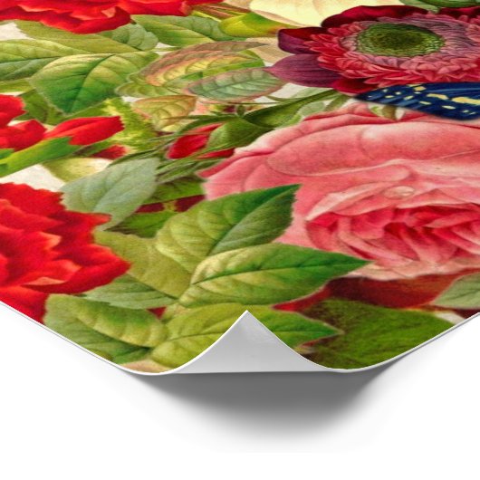 Illustratie van  bloemen/vlinders poster (Hoek)