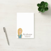 Illustratie van blonde vrouw met lang haar in kaps post-it® notes (Kantoor)