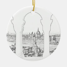 Illustratie van Boedapest en het Hongaarse parleme