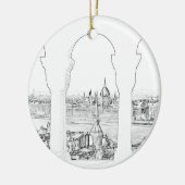 Illustratie van Boedapest en het Hongaarse parleme Keramisch Ornament (Links)