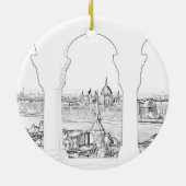 Illustratie van Boedapest en het Hongaarse parleme Keramisch Ornament (Achterkant)
