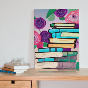 Illustratie van boeken en bloemen Digitale kunst Poster