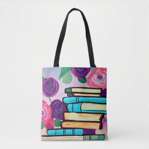 Illustratie van boeken en bloemen Digitale kunst Tote Bag