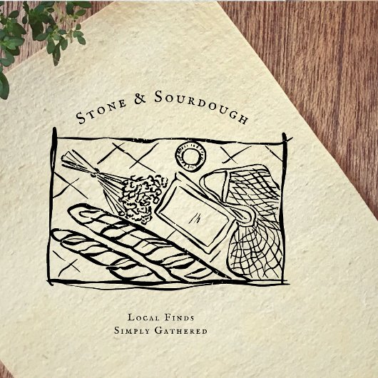 Illustratie van boerenmarkt met rubberen stempel