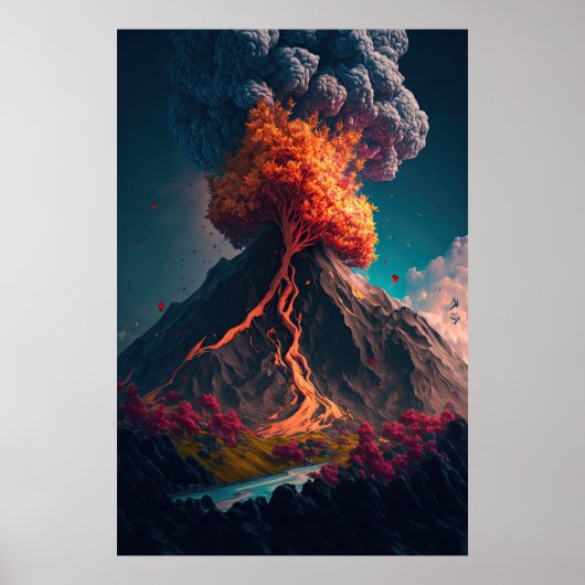 Illustratie van boom- en golfbrekers poster (Voorkant)