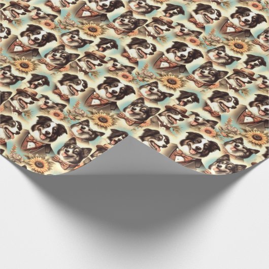 Illustratie van  border collie cadeaupapier (Hoek)