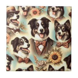 Illustratie van  border collie tegeltje