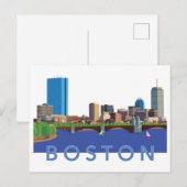 Illustratie van Boston Skyline Computer Terug naar Briefkaart (Voorkant / Achterkant)