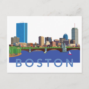 Illustratie van Boston Skyline Computer Terug naar Briefkaart