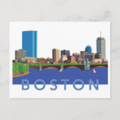 Illustratie van Boston Skyline Computer Terug naar Briefkaart (Voorkant)