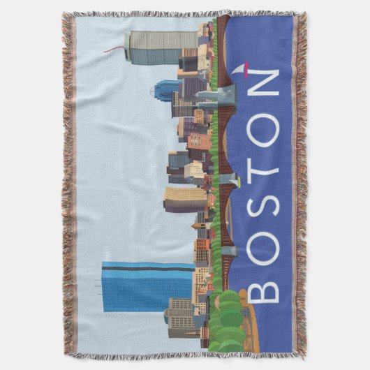 Illustratie van Boston Skyline Computer Terug naar Deken (Voorkant Verticaal)