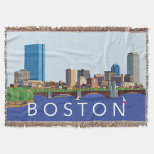 Illustratie van Boston Skyline Computer Terug naar Deken