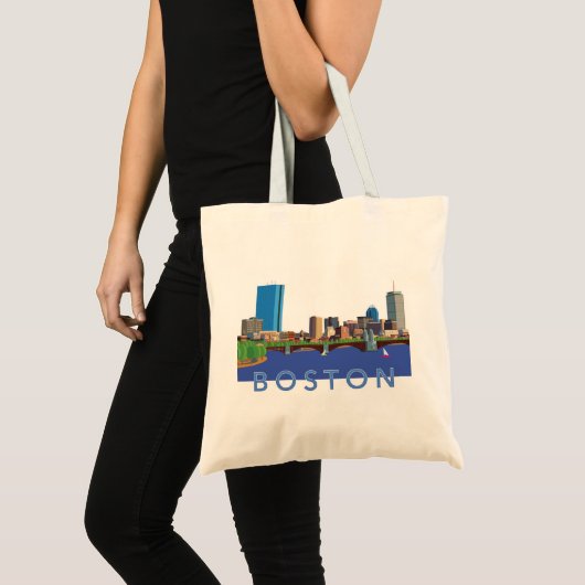 Illustratie van Boston Skyline Computer Terug naar Tote Bag (Voorkant (product))
