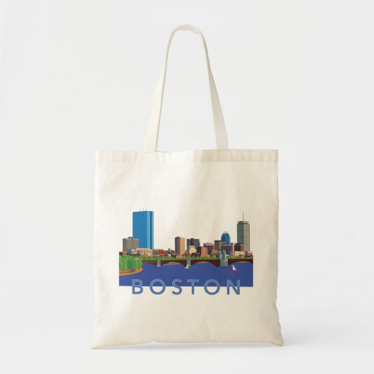 Illustratie van Boston Skyline Computer Terug naar Tote Bag (Voorkant)