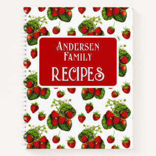 Illustratie van botanische aardbeien Afdrukontvang Notitieboek