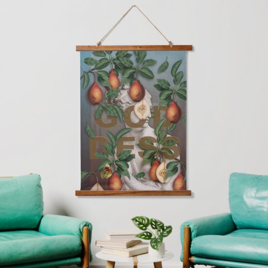 Illustratie van botanische kunst Collage Goddess V Hangend Wandkleed (Woonkamer)