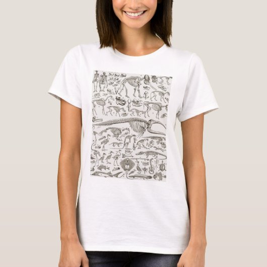  illustratie van Botten van mens en dier T-shirt (Voorkant)