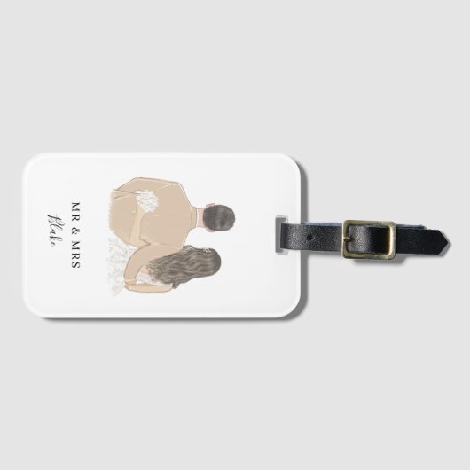 Illustratie van bride en groom bagagelabel (Voorkant (horizontaal))