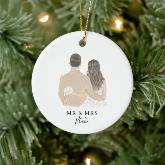Illustratie van bride en groom keramisch ornament (Boom)