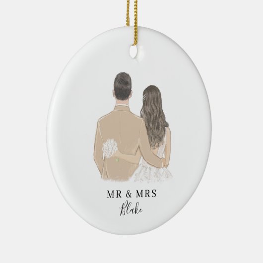 Illustratie van bride en groom keramisch ornament (Rechts)