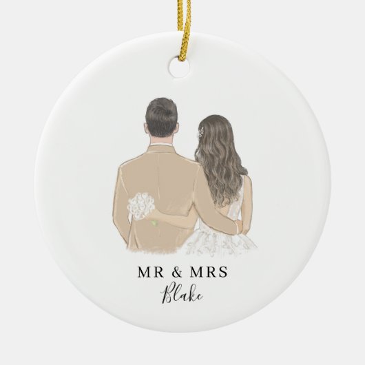 Illustratie van bride en groom keramisch ornament (Voorkant)
