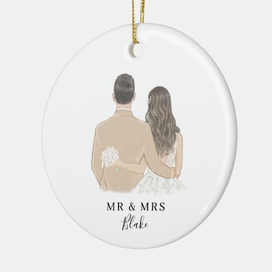 Illustratie van bride en groom keramisch ornament (Links)