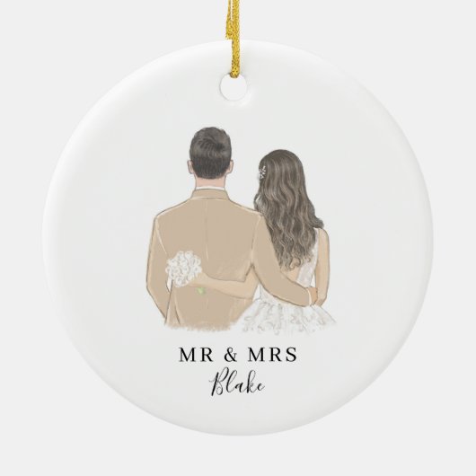 Illustratie van bride en groom keramisch ornament (Achterkant)