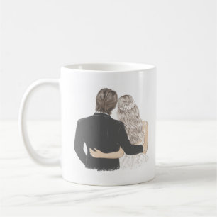 Illustratie van bride en groom koffiemok