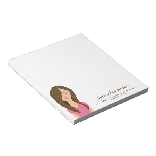 Illustratie van Brown Hair Woman Custom Hair Salon Notitieblok (Schuin)