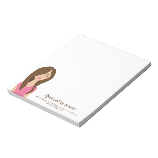Illustratie van Brown Hair Woman Custom Hair Salon Notitieblok (Linkerzijde)