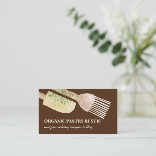 Illustratie van bruin-crème-gebak visitekaartje (Staand voorkant)