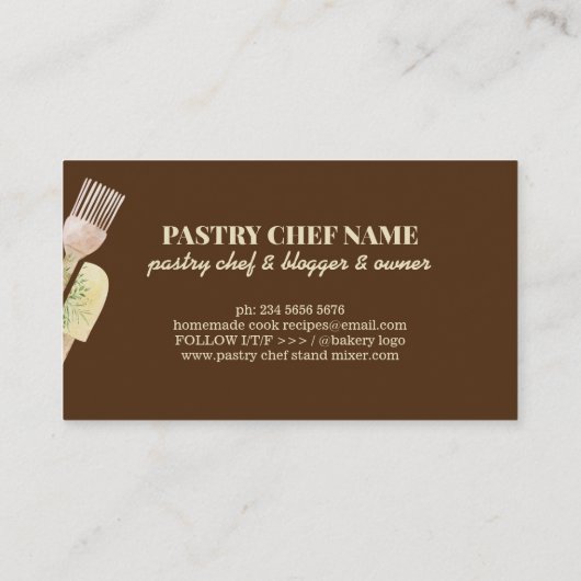 Illustratie van bruin-crème-gebak visitekaartje (Achterkant)