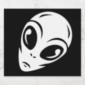 Illustratie van buitenaards hoofd in graveerstijl sparkling wijnetiket (Enkel label)