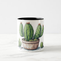 Illustratie van cactus in een pot waterverf stijl